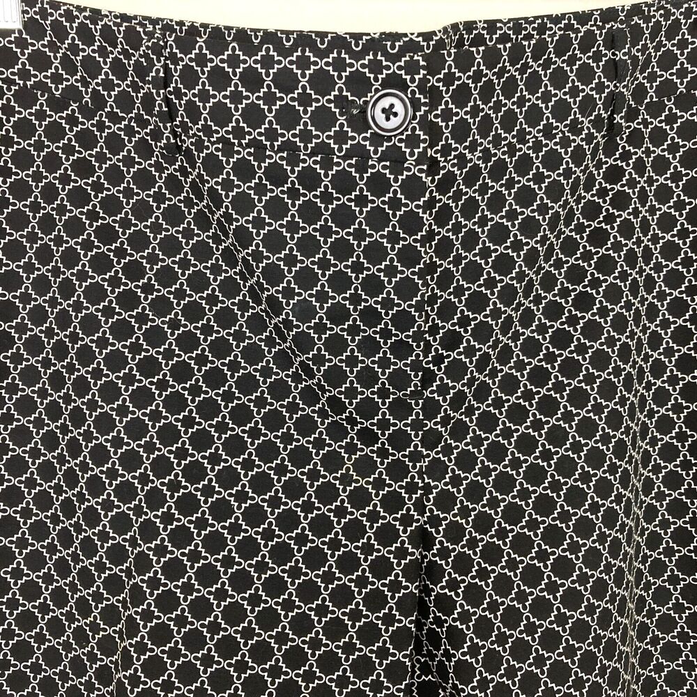 Hilary Radley Ankle Pants Size 16 Black White Geometric Stretch Casual Office - Picture 2 of 6